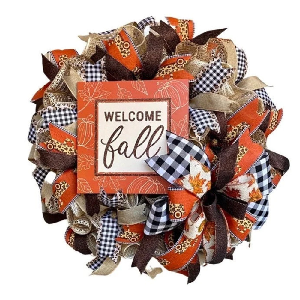 Leopard Hello Fall wreath decoration for front door, Buffalo Plaid fall decorati